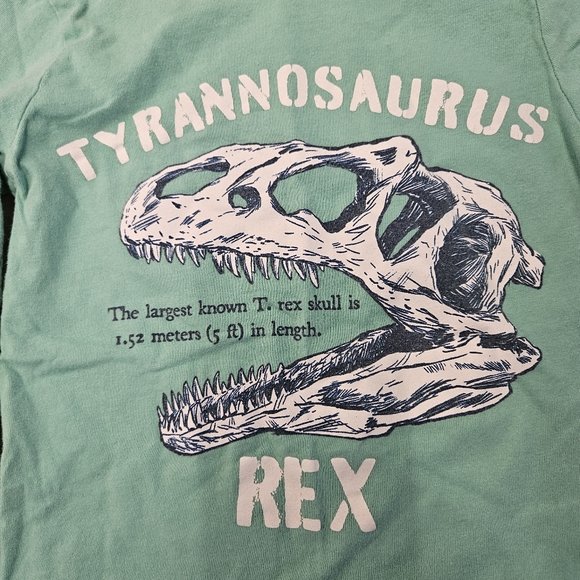 Aqua Blue Tyrannosaurus Rex Long Sleeve T by Carter's Kid Sz 4 - Picture 2 of 4